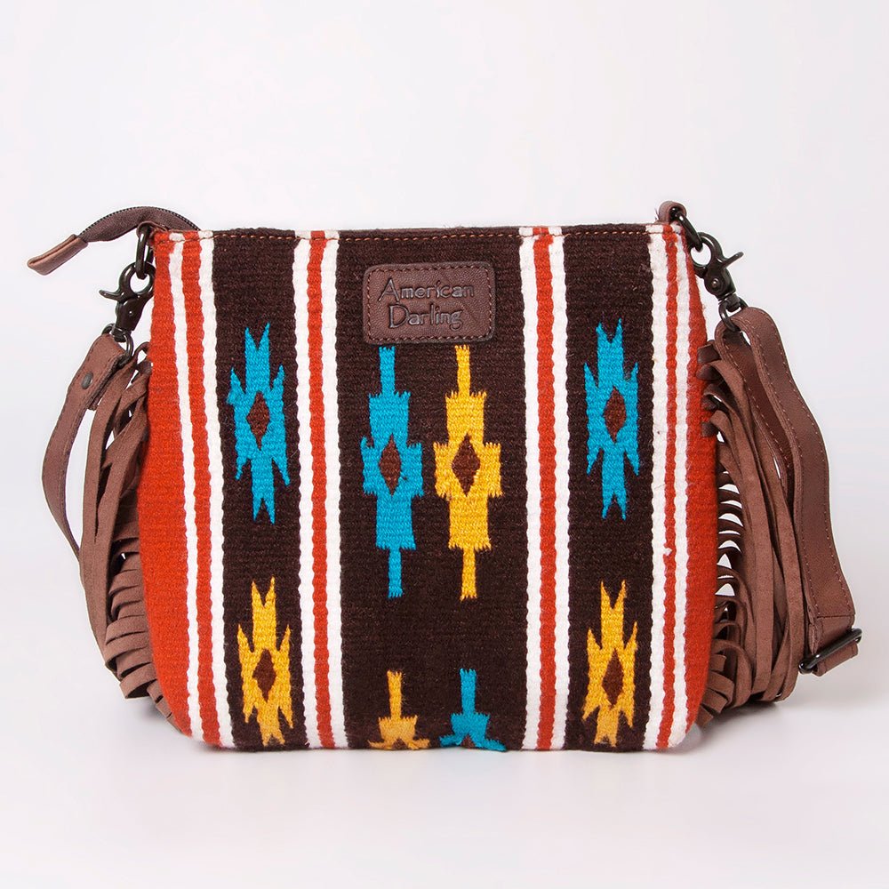 American Darling Signature Crossbody Hand Tooled Saddle Blanket Genuine Leather