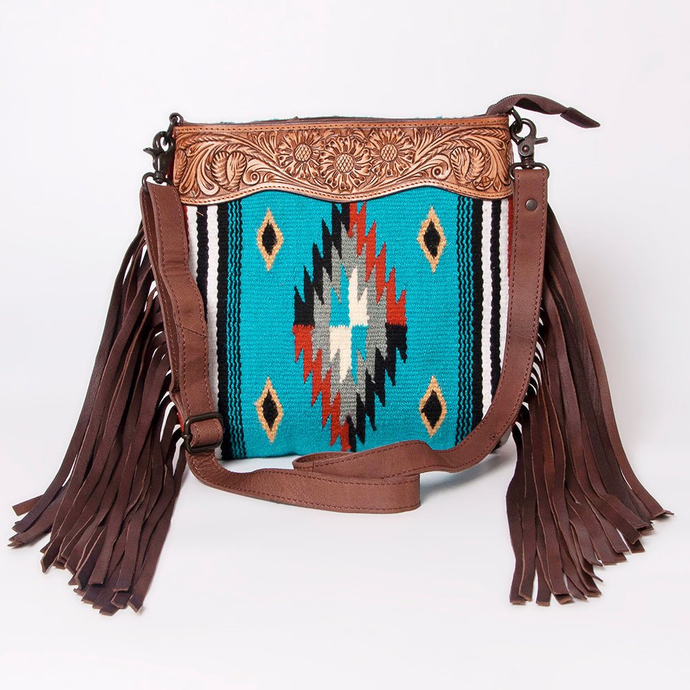 American Darling Signature Crossbody Hand Tooled Saddle Blanket Genuine Leather