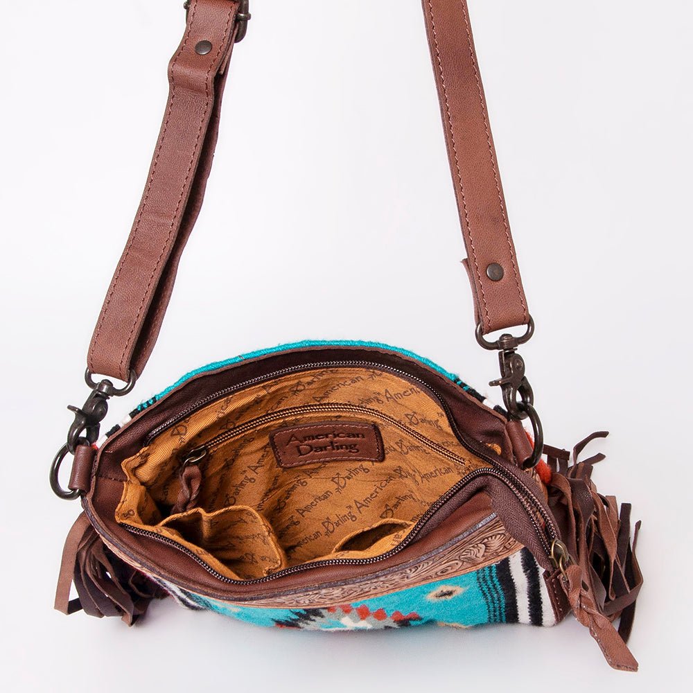 American Darling Signature Crossbody Hand Tooled Saddle Blanket Genuine Leather
