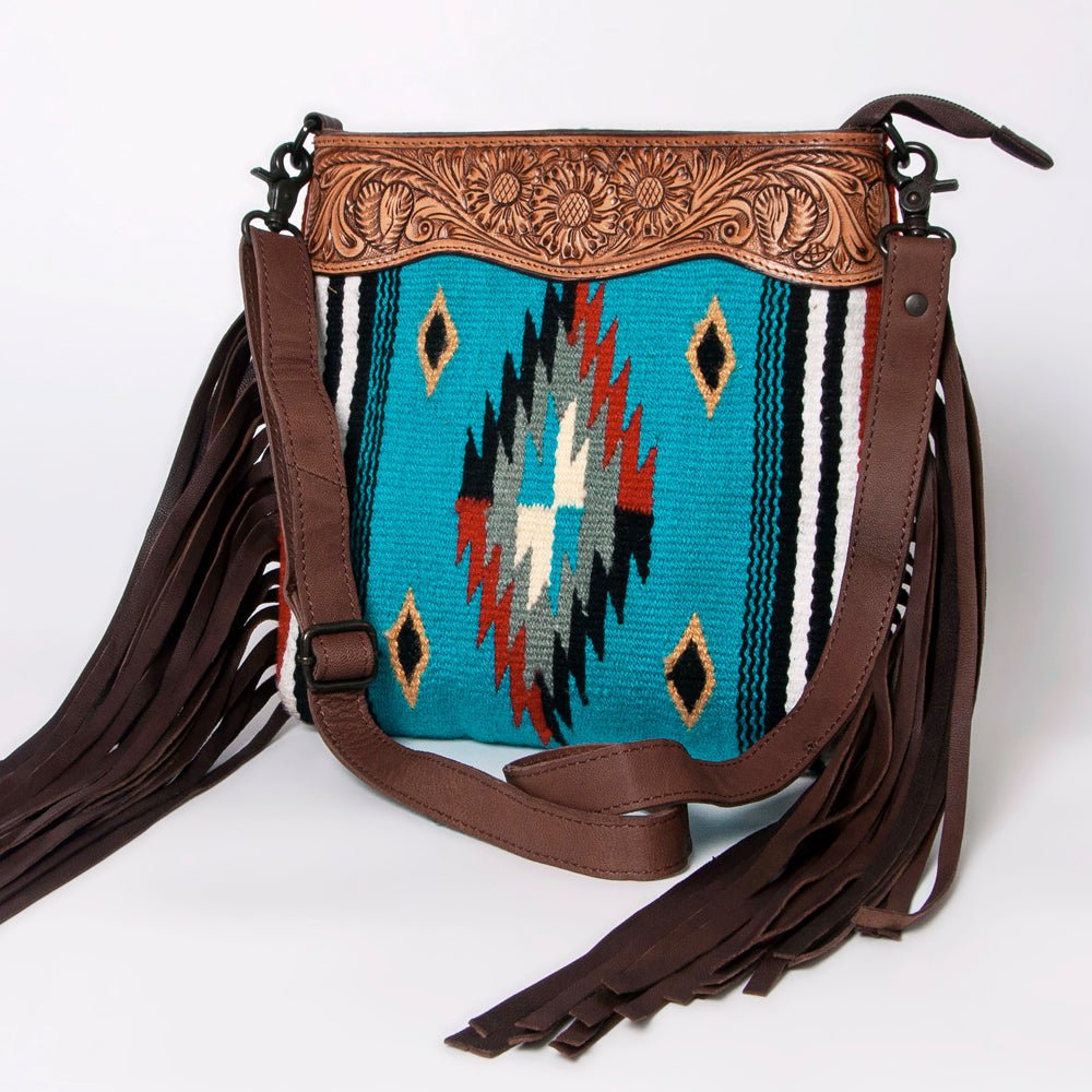 American Darling Signature Crossbody Hand Tooled Saddle Blanket Genuine Leather