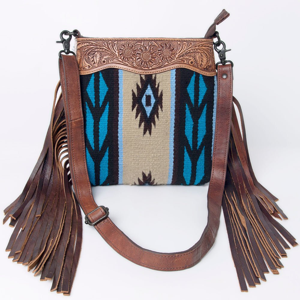 American Darling Signature Crossbody Hand Tooled Saddle Blanket Genuine Leather