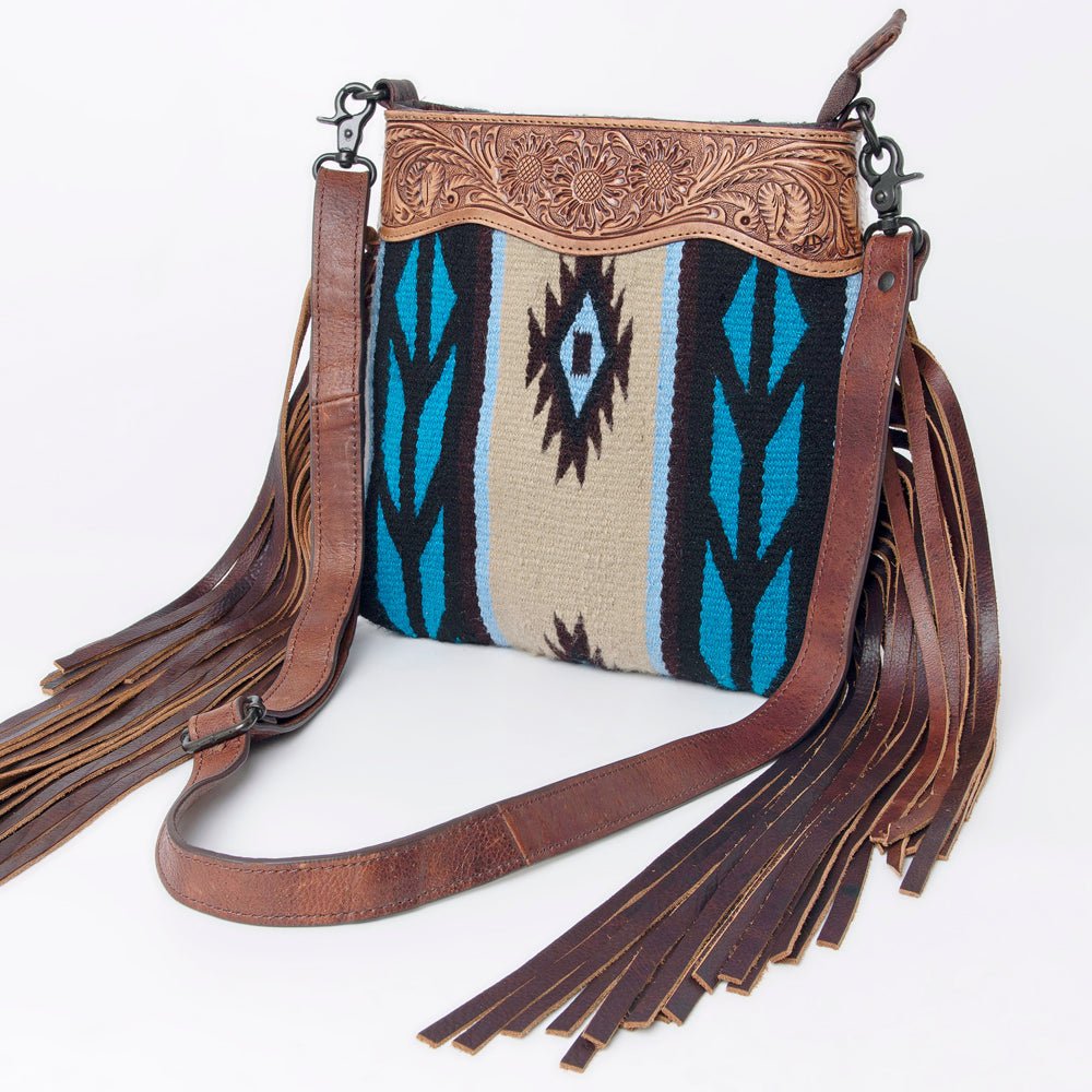 American Darling Signature Crossbody Hand Tooled Saddle Blanket Genuine Leather