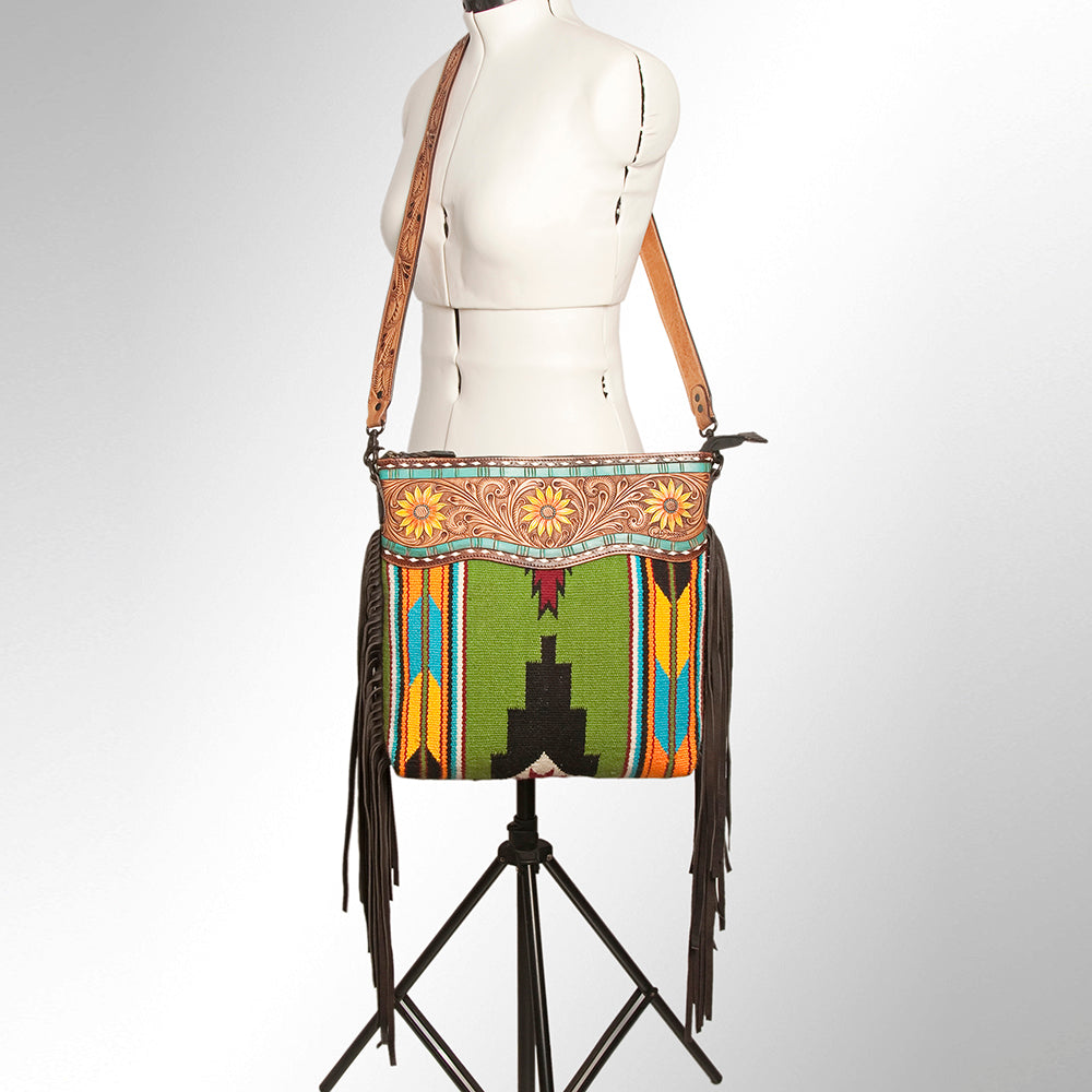 American Darling Hand-Tooled Saddle Blanket Leather Crossbody Bag