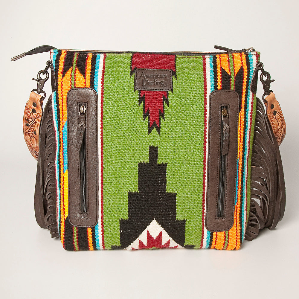 American Darling Hand-Tooled Saddle Blanket Leather Crossbody Bag