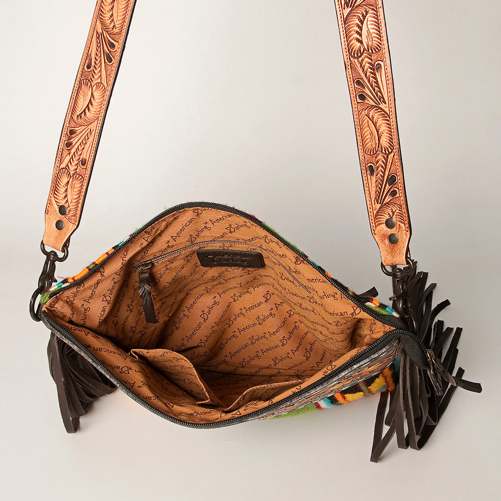 American Darling Hand-Tooled Saddle Blanket Leather Crossbody Bag