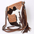 American Darling Hand-Tooled Hair-On Genuine Leather Large Crossbody Bag