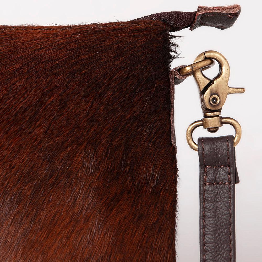 OHLAY Hand-Tooled Hair-On Genuine Leather Hobo Bag