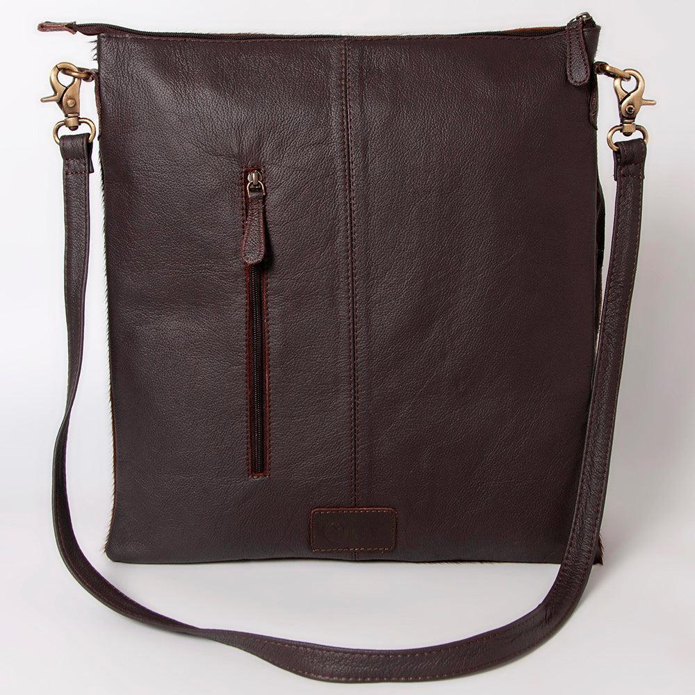 OHLAY Hand-Tooled Hair-On Genuine Leather Hobo Bag
