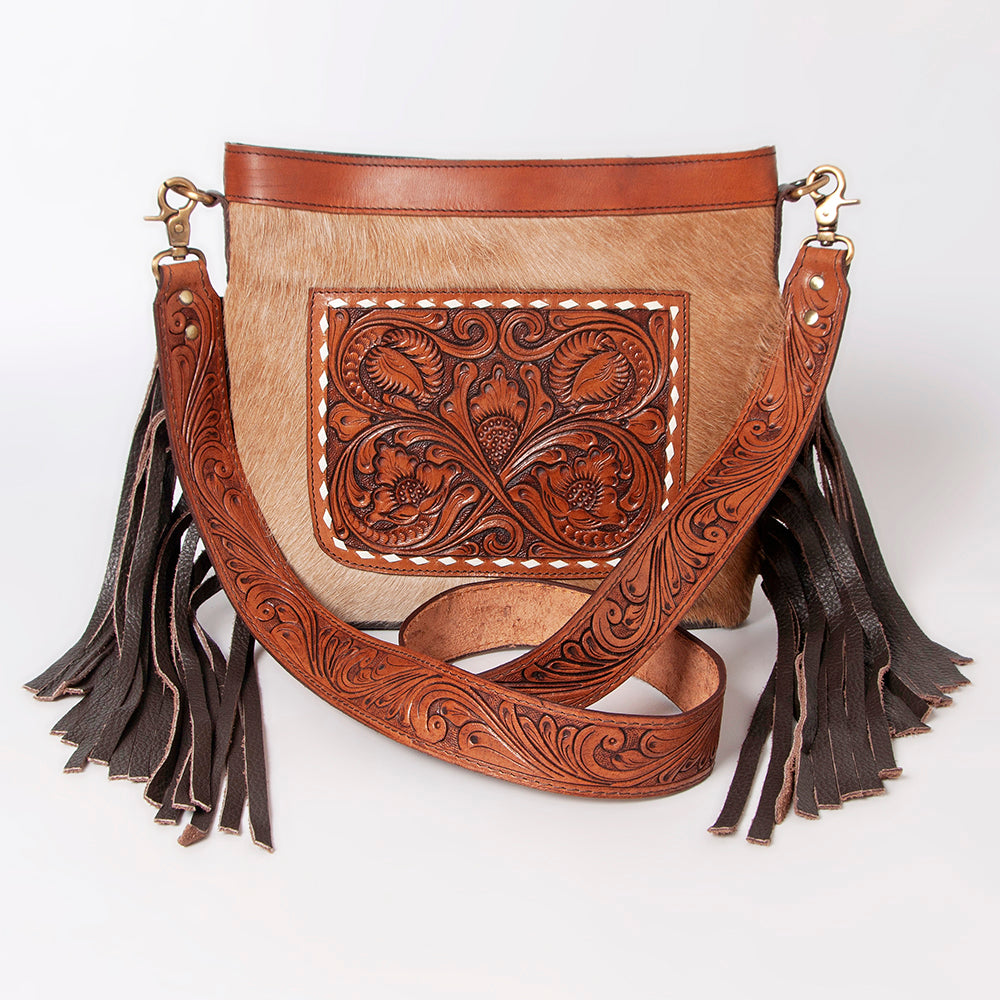 OHLAY Hobo Hand Tooled Hair-On Genuine Leather Women Bag Western Handbag Purse | Womens Handbags Belt for Summer