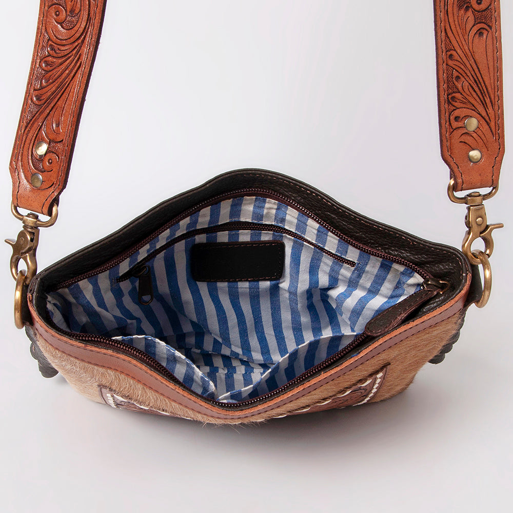 OHLAY Hobo Hand Tooled Hair-On Genuine Leather Women Bag Western Handbag Purse | Womens Handbags Belt for Summer