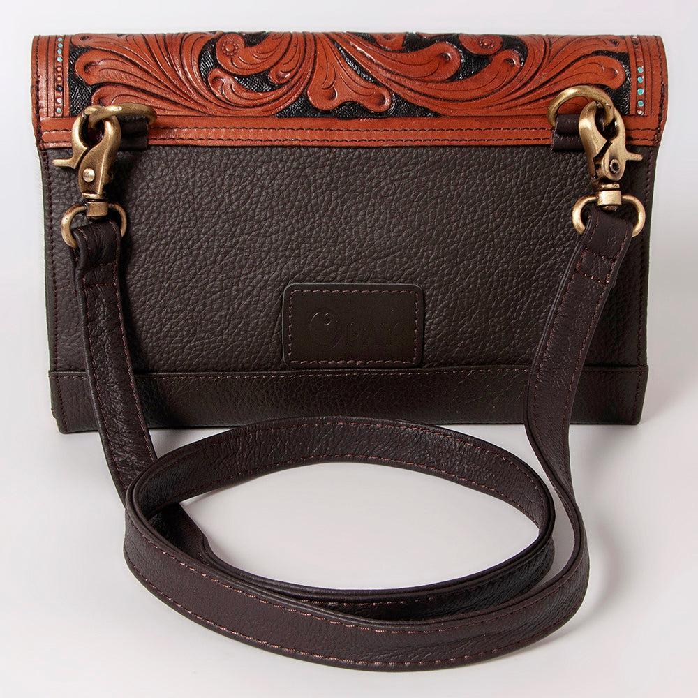 OHLAY Hand-Tooled Hair-On Leather Clutch