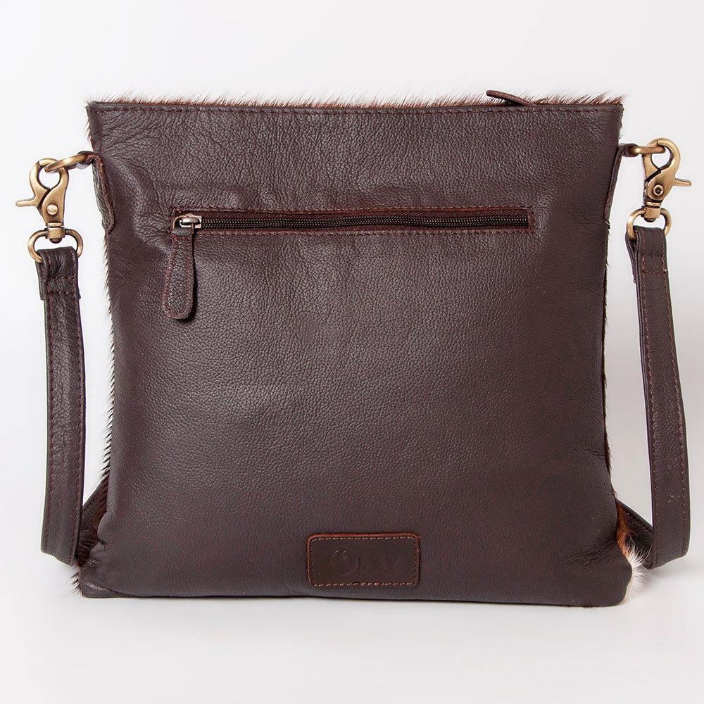 OHLAY Hand-Tooled Hair-On Leather Crossbody Bag