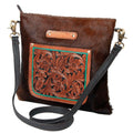 OHLAY Hand-Tooled Hair-On Leather Crossbody Bag