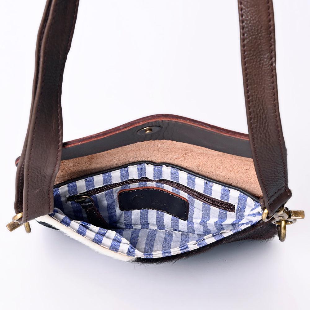 OHLAY Hand-Tooled Hair-On Leather Clutch