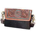 OHLAY Hand-Tooled Hair-On Leather Clutch