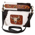OHLAY Hand-Tooled Hair-On Leather Clutch