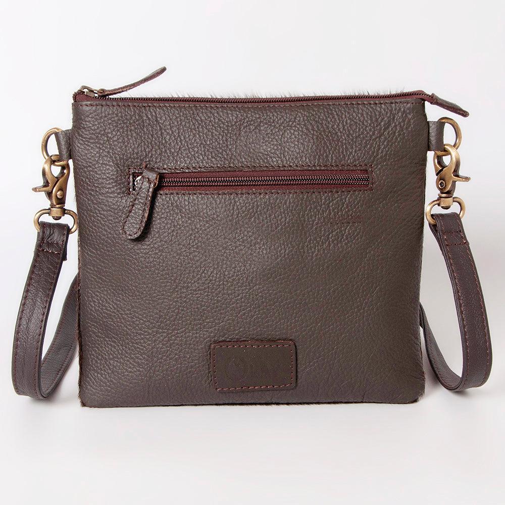 OHLAY Hand-Tooled Hair-On Leather Clutch
