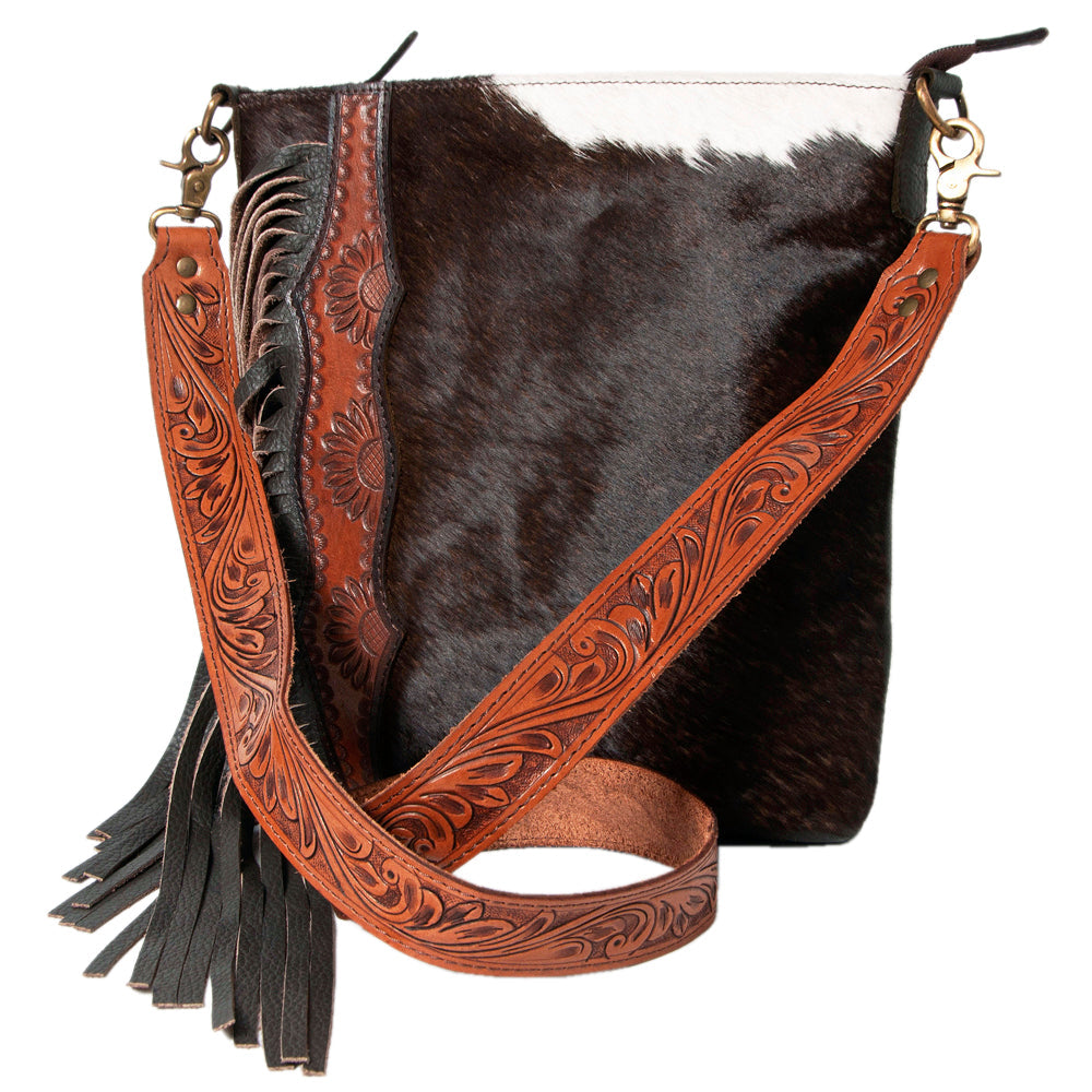 Ohlay Hobo Hand Tooled Hair-on Genuine Leather