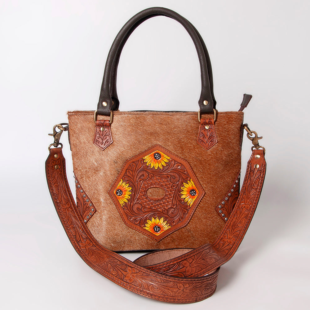 OHLAY Hand-Tooled Hair-On Genuine Leather Tote