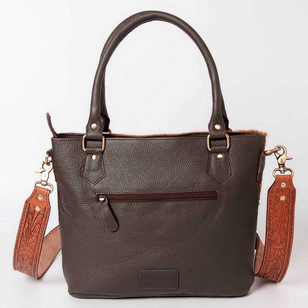 OHLAY Hand-Tooled Hair-On Genuine Leather Tote