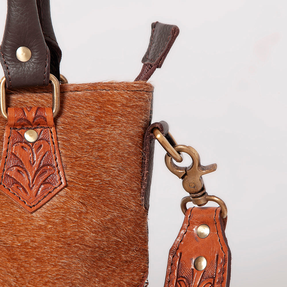 OHLAY Hand-Tooled Hair-On Genuine Leather Tote
