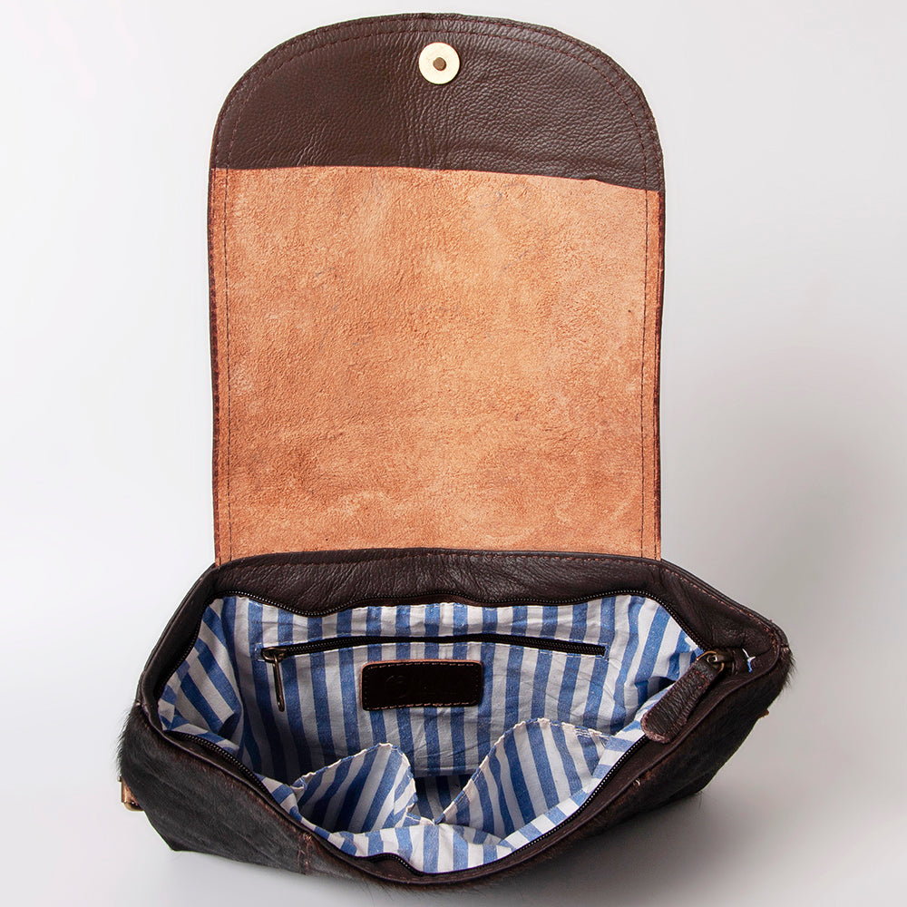 Ohlay Backpack Hand Tooled Hair-On Genuine Leather