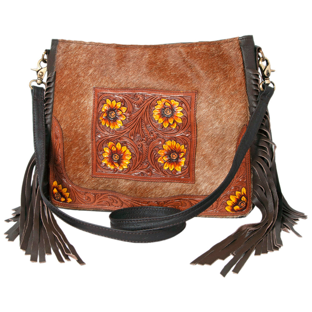 Ohlay Hobo Hand Tooled Hair-on Genuine Leather
