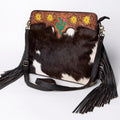 OHLAY Hand-Tooled Hair-On Leather Crossbody Bag