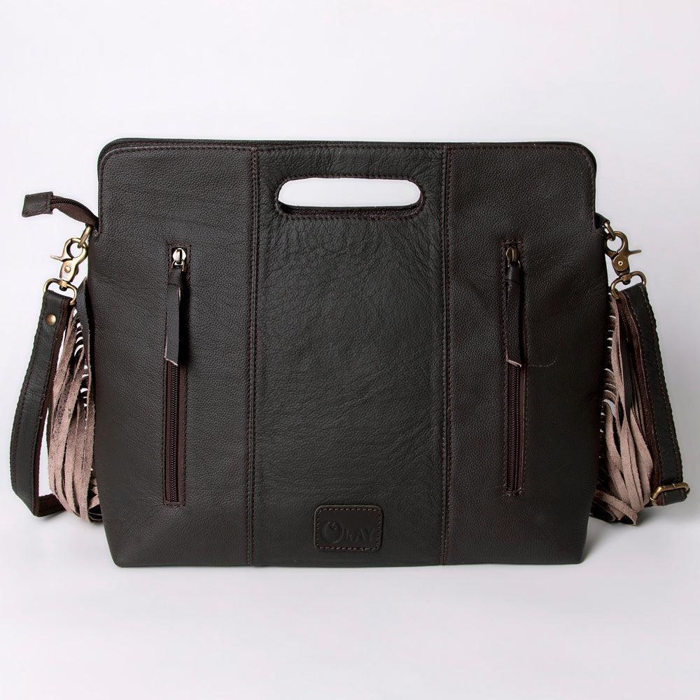 OHLAY Hand-Tooled Hair-On Genuine Leather Clutch