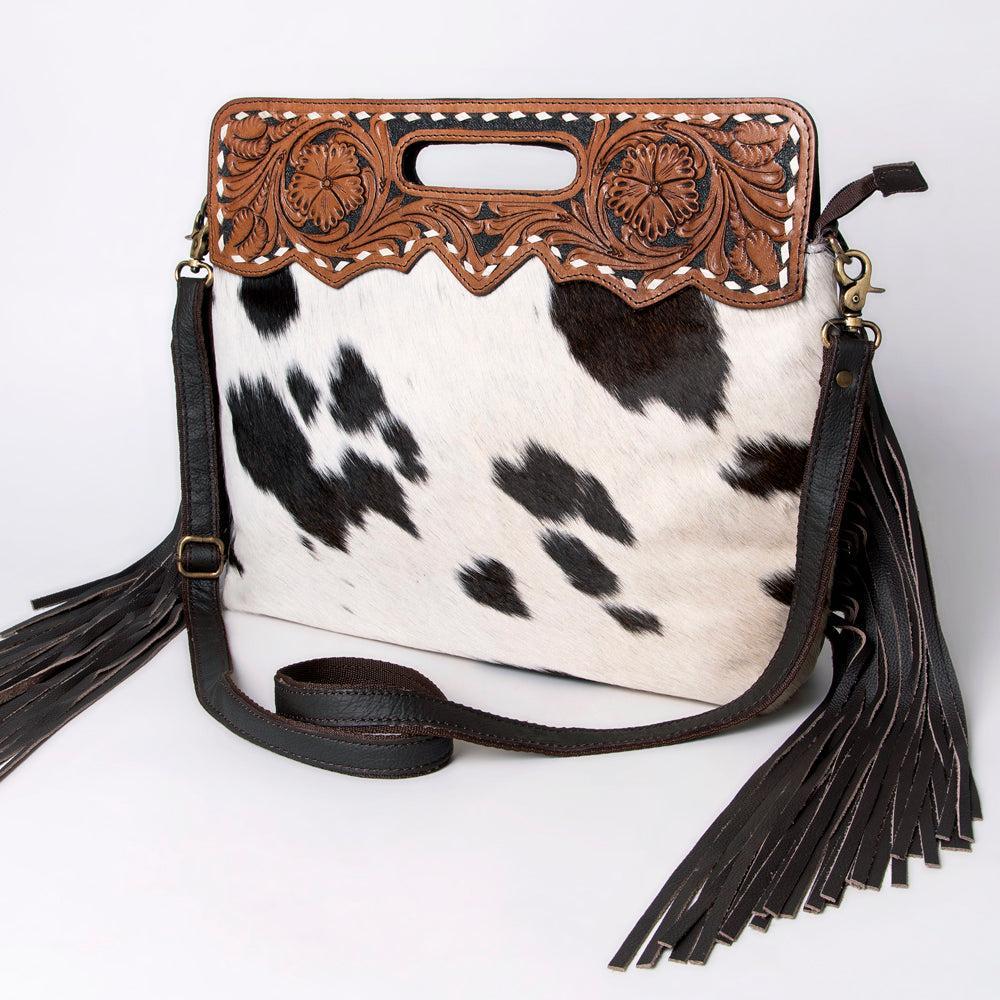 OHLAY Hand-Tooled Hair-On Genuine Leather Clutch