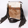 OHLAY Hand-Tooled Hair-On Leather Crossbody Bag