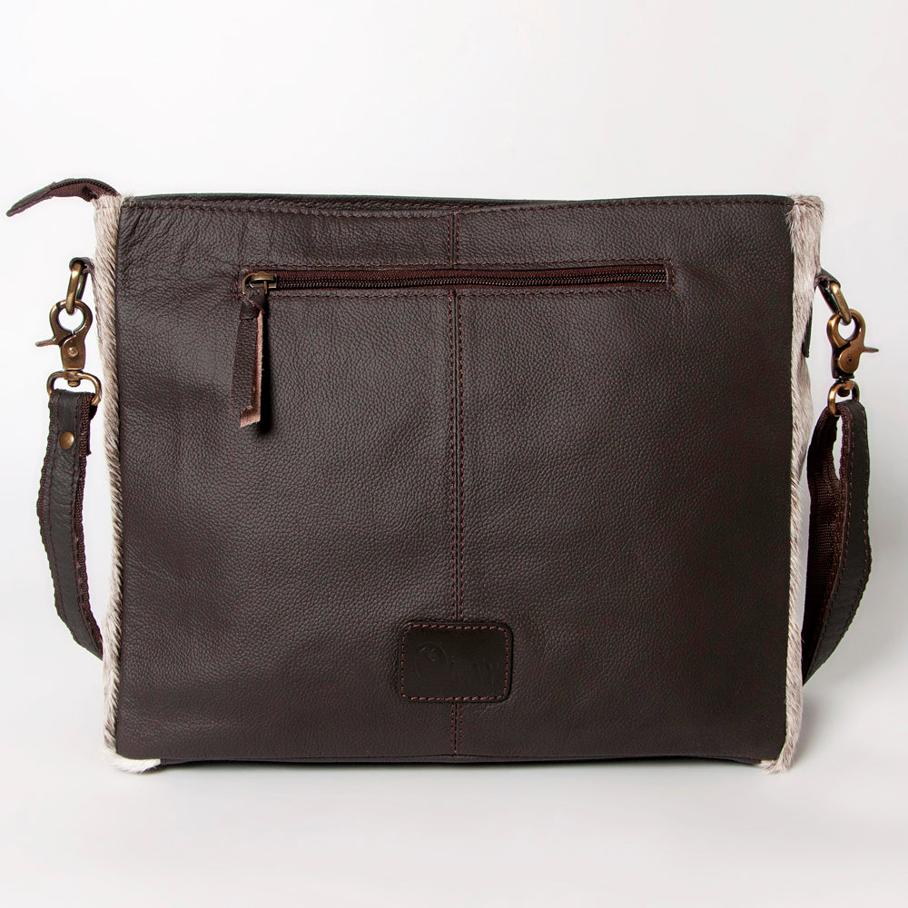 OHLAY Hand-Tooled Hair-On Leather Crossbody Bag