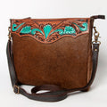 OHLAY Hand-Tooled Hair-On Leather Crossbody Bag