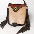 OHLAY Hand-Tooled Hair-On Leather Crossbody Bag