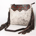 OHLAY Hand-Tooled Hair-On Leather Crossbody Bag