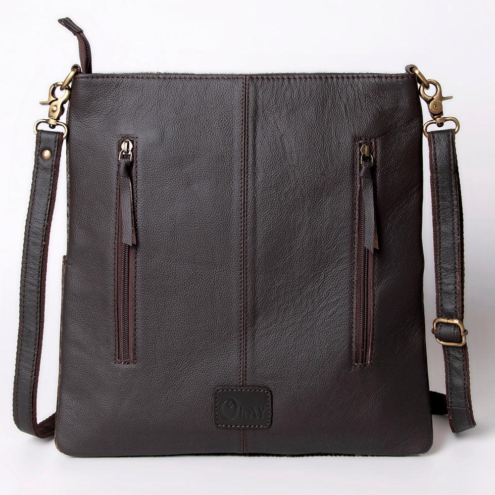 OHLAY Hand-Tooled Hair-On Leather Crossbody Bag