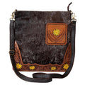 OHLAY Hand-Tooled Hair-On Leather Crossbody Bag