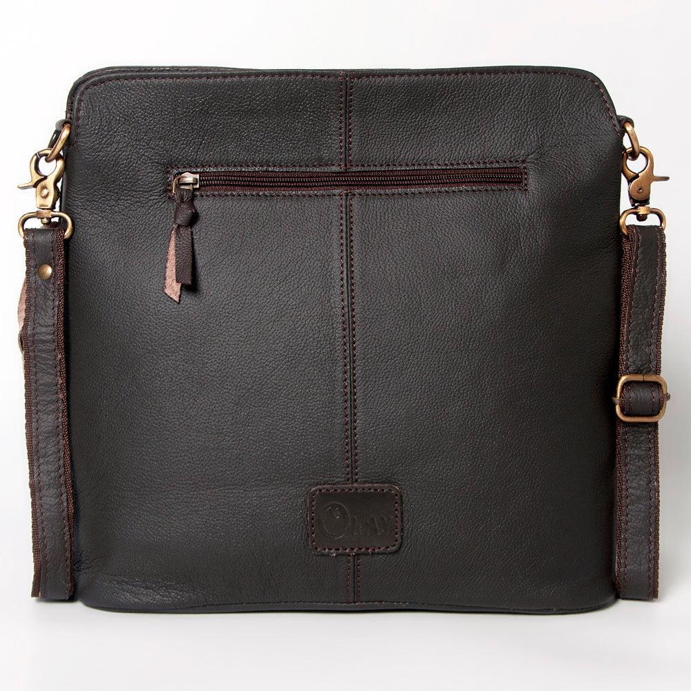 OHLAY Hand-Tooled Hair-On Leather Crossbody Bag
