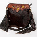 OHLAY Hand-Tooled Hair-On Leather Crossbody Bag