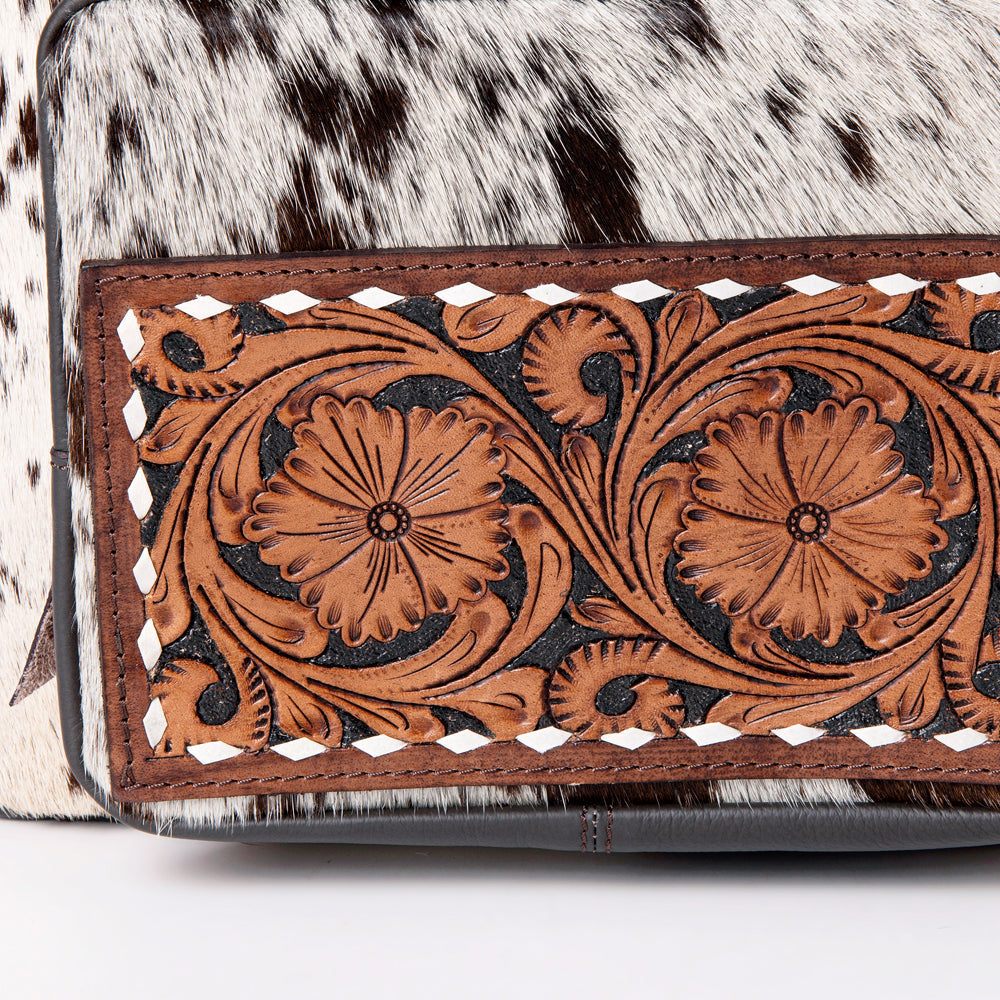 Ohlay Backpack Hand Tooled Upcycled Wool Hair-On Genuine Leather