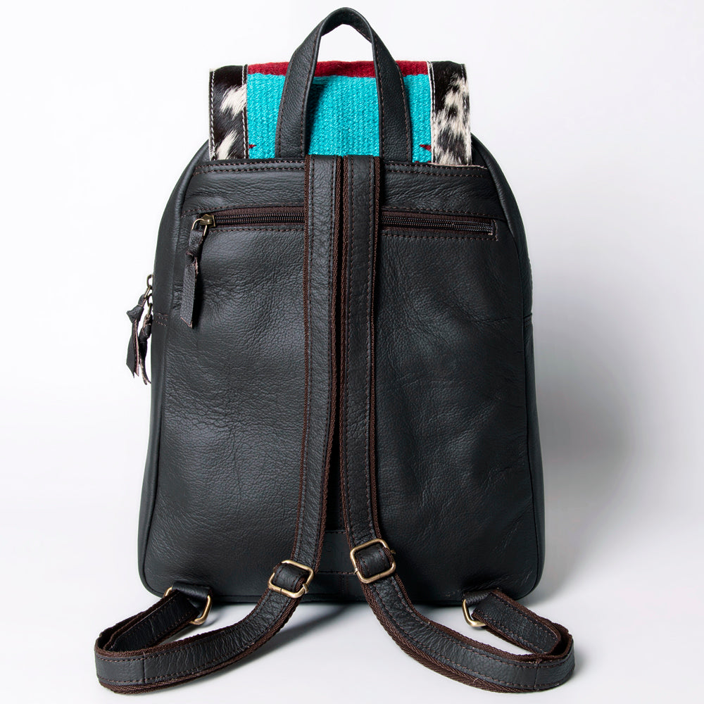 Ohlay Backpack Hand Tooled Upcycled Wool Hair-On Genuine Leather