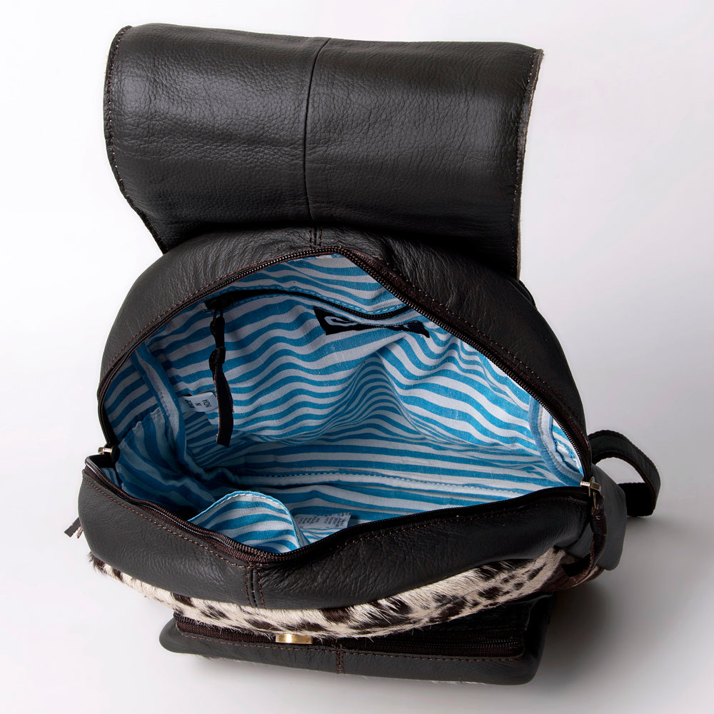 Ohlay Backpack Hand Tooled Upcycled Wool Hair-On Genuine Leather