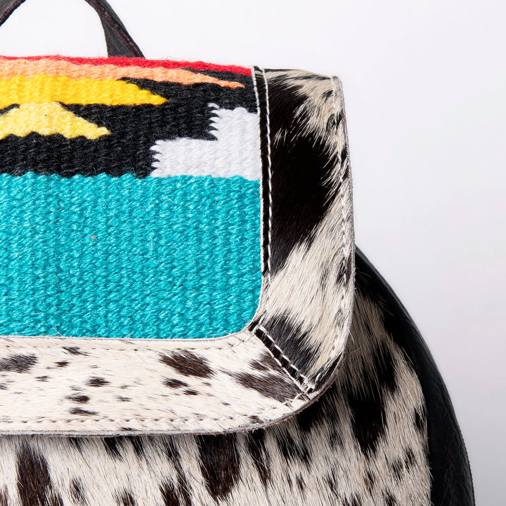 Ohlay Backpack Hand Tooled Upcycled Wool Hair-On Genuine Leather