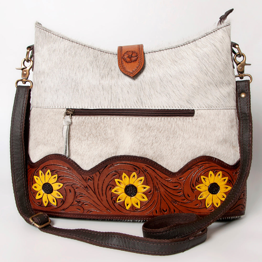 OHLAY Hand-Tooled Hair-On Genuine Leather Hobo Bag
