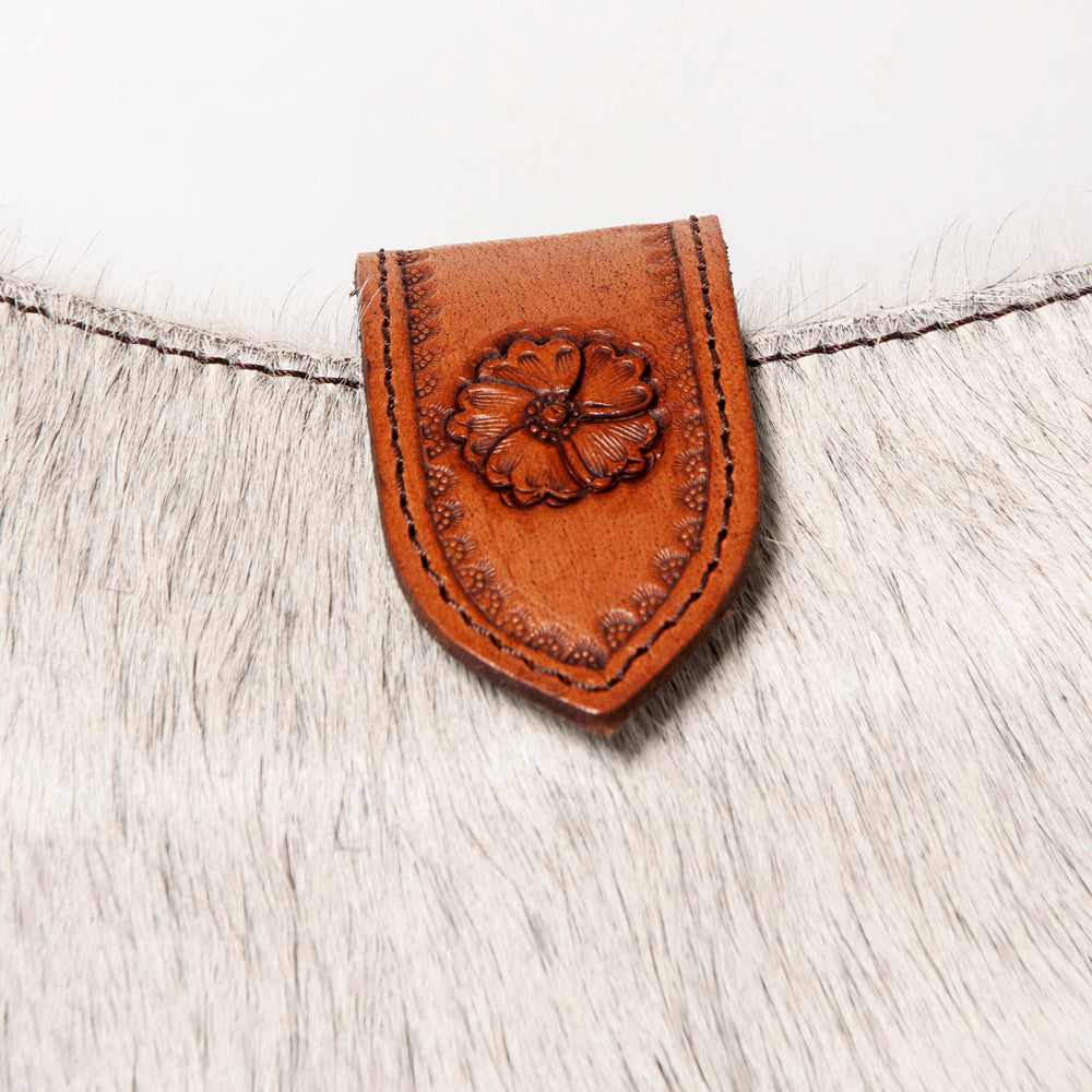 OHLAY Hand-Tooled Hair-On Genuine Leather Hobo Bag