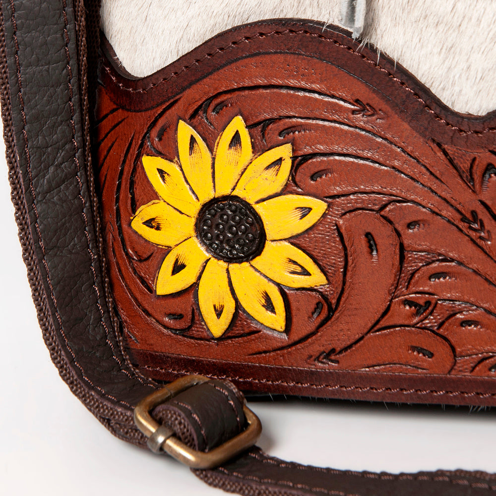 OHLAY Hand-Tooled Hair-On Genuine Leather Hobo Bag