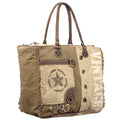 OHLAY Upcycled Canvas Genuine Leather Tote