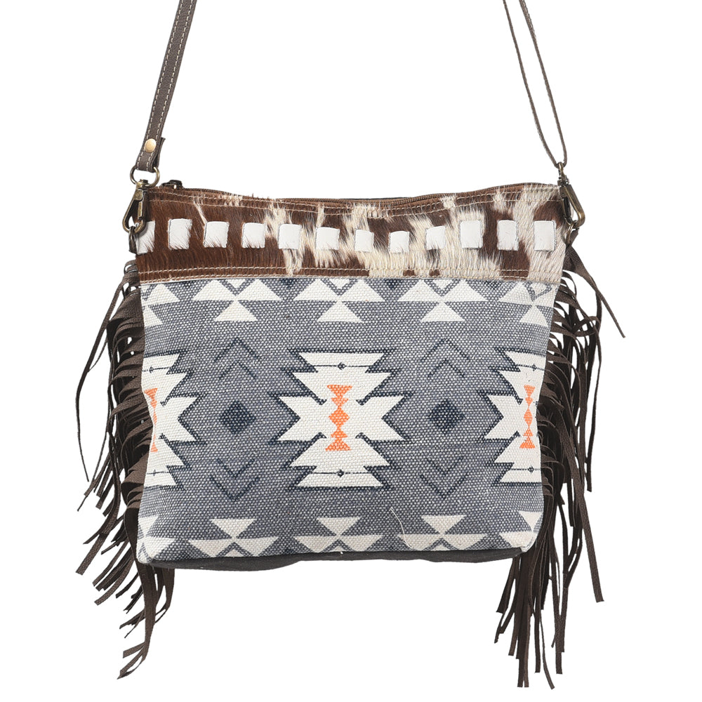 Ohlay Crossbody Upcycled Canvas Hair-On Genuine Leather