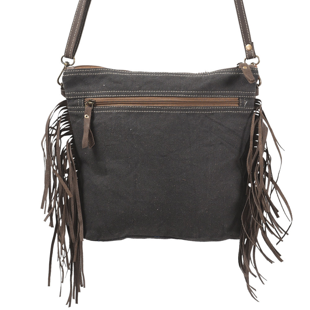 Ohlay Crossbody Upcycled Canvas Hair-On Genuine Leather