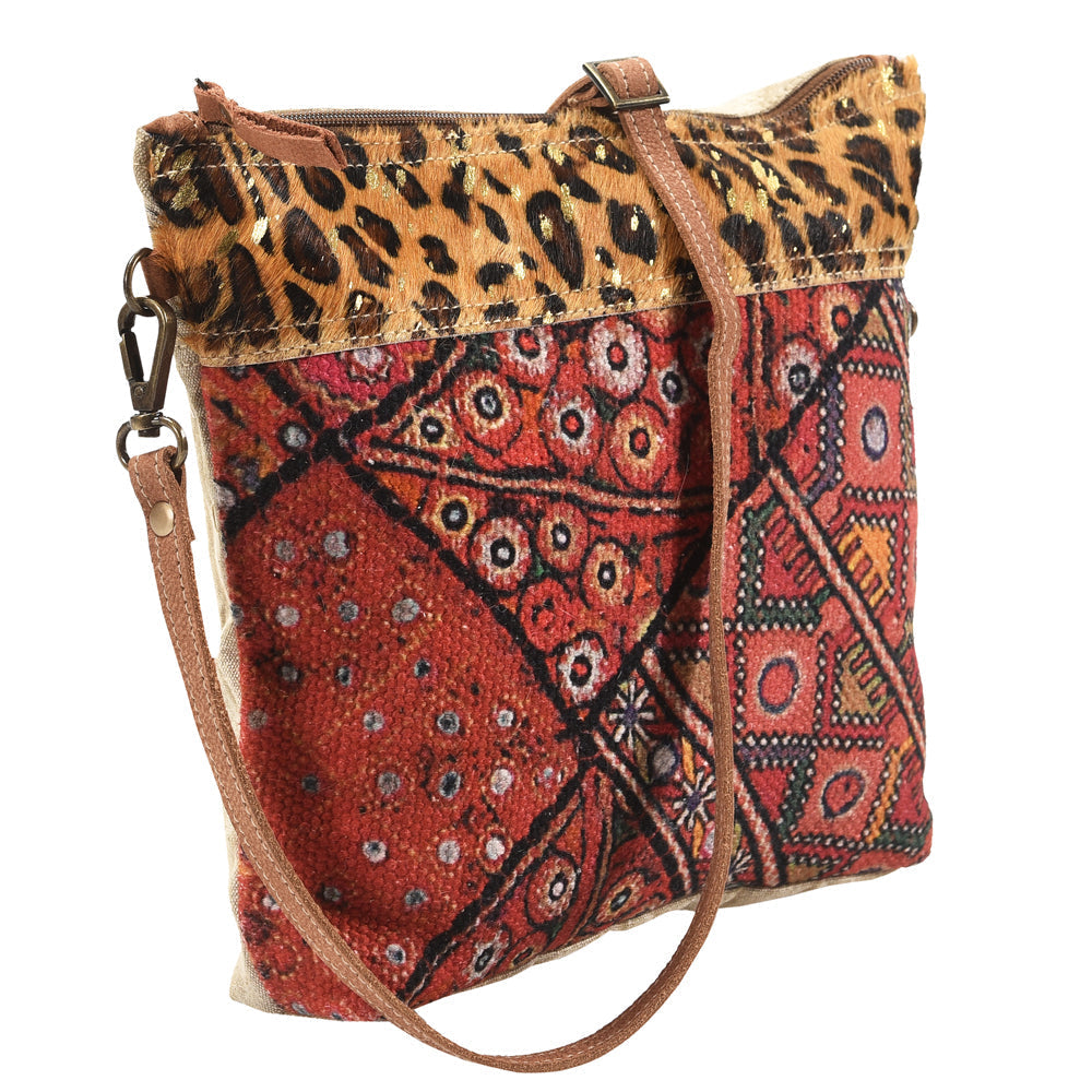 Ohlay Crossbody Upcycled Wool Upcycled Canvas Hair-On Genuine Leather